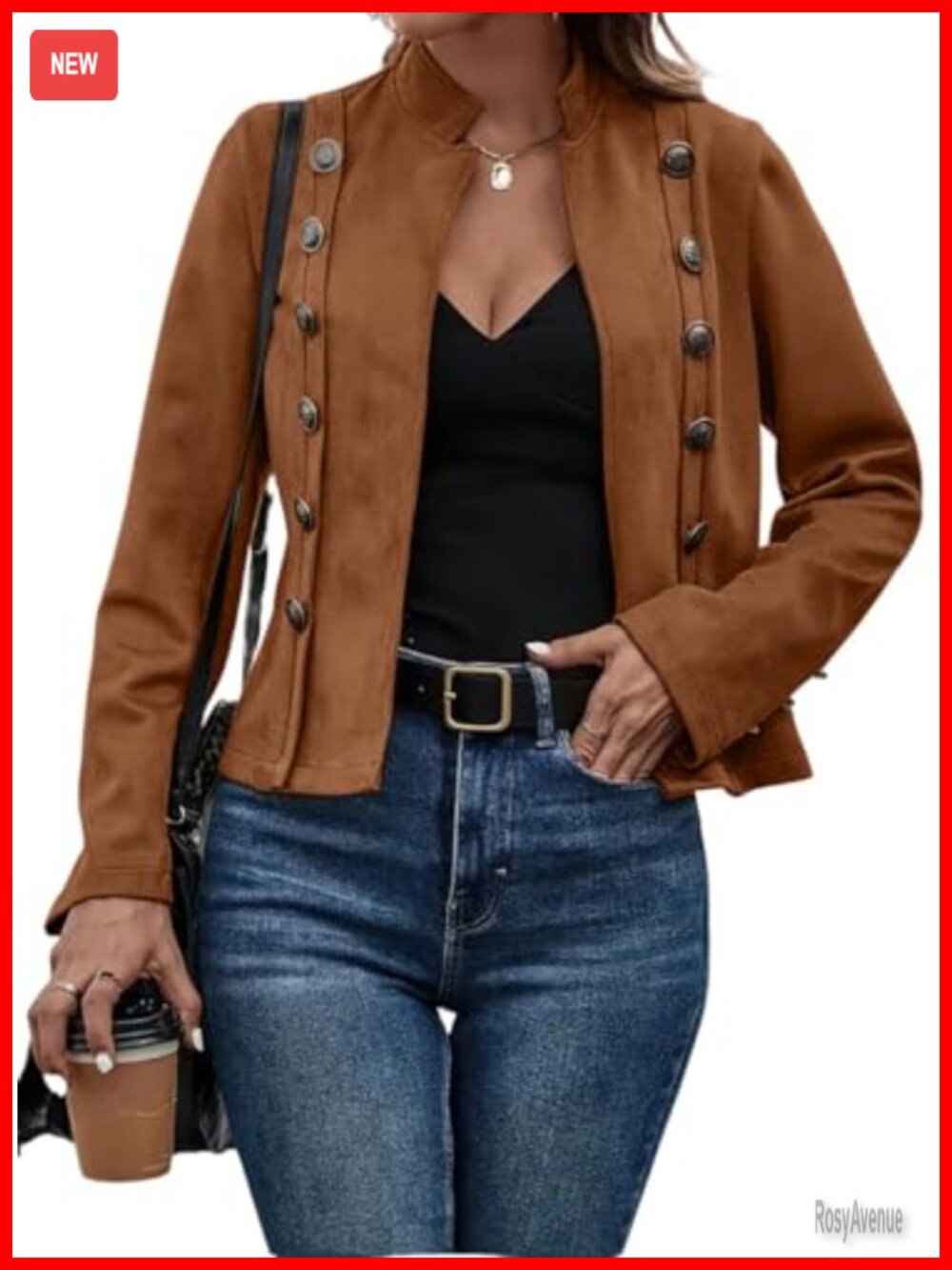 Faux Suede Blazer Jacket Long Sleeve Cropped Slim Fit Business Casual